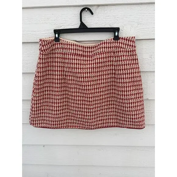 NWT CIDER Red & Cream Tweed Mini Skirt - Picture 3 of 8